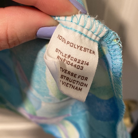 NWOT Blu Pepper L Blue/Green/Purple Palm Pattern Ruffle Dress - Picture 5 of 9